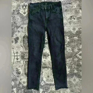 MOTHER Denim The Looker Ankle Fray Black